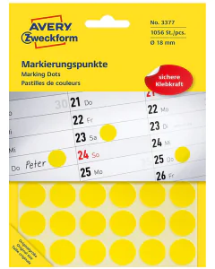 Photo Pastilles adhésives - 18 mm - Jaune AVERY Lot de 1056 Étiquettes rondes
