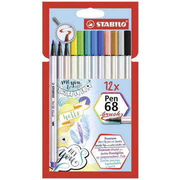 Stylo-feutre Pen 68 Brush Etui en carton STABILO Lot de 12