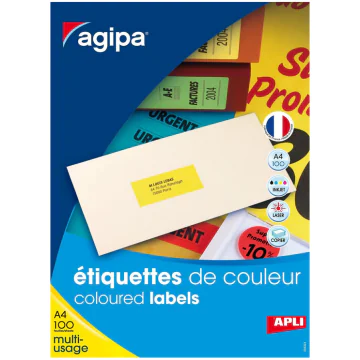 Photo Étiquettes adresses jaunes fluo 210 x 297 mm AGIPA 100754