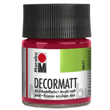 Photo 14010005032 MARABU : Peinture acrylique Decormatt - 50 ml - Rouge carmin