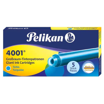 Photo Boite de 5 grandes cartouches d'encre - Turquoise : PELIKAN 4001 GTP/5