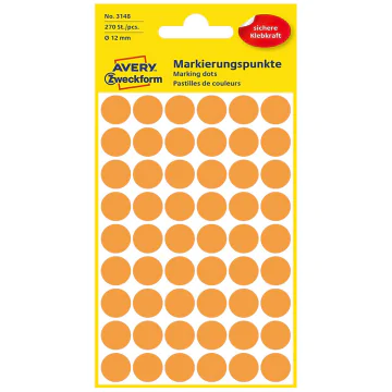 Photo Pastilles adhésives - 12 mm - Orange fluo AVERY