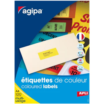 Photo Étiquettes adresses jaunes 105 x 37 mm AGIPA 119881
