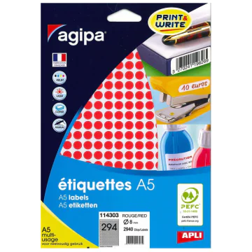Photo pastilles adhésives 8 mm - Rouge AGIPA