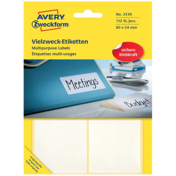 Photo Etiquettes adhésives - 80 x 54 mm - Blanc AVERY 3330