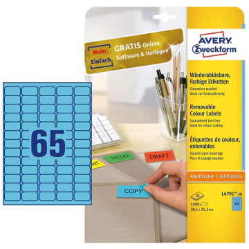 Photo Mini-Étiquettes - 38,1 x 21,2 mm - Bleu AVERY