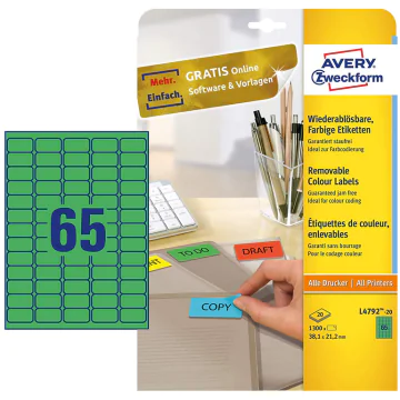 Photo Mini-Étiquettes - 38,1 x 21,2 mm - Vert AVERY