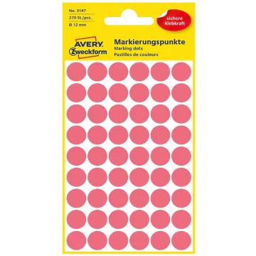 Photo Pastilles adhésives 12 mm - Rouge fluo AVERY 