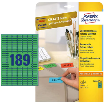 photo Mini-Étiquettes - 25,4 x 10 mm - Vert AVERY