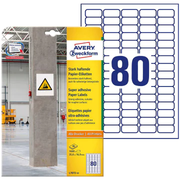 Photo Étiquettes ultra adhésives pour impression - 35,6 x 16,9 mm - Blanc AVERY