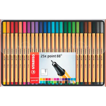 Photo STABILO : 25 stylos-feutres Fineliner point 88 - Assortiment