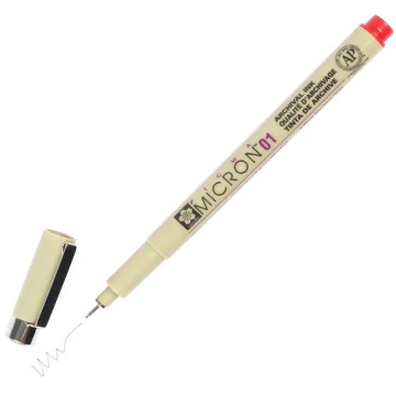 Photo Stylo feutre à pointe fine - 0,25 mm - Rouge : SAKURA Pigma Micron 01 (XSDK0119)