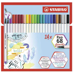 Stylo-feutre Pen 68 Brush Etui en carton STABILO Lot de 24