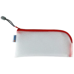 Photo Pochette universelle à zip - 230 x 110 mm - Transparent / Rouge HERMA Mesh Bags