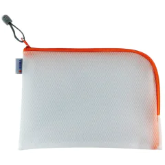 Photo Pochette universelle à zip - 260 x 200 mm - Transparent / Orange HERMA Mesh Bags