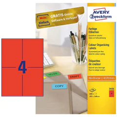 Photo Étiquettes autocollantes Rouges 210 x 297 mm AVERY 3470