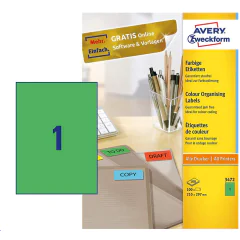 Photo Étiquettes autocollantes Vertes 210 x 297 mm AVERY 3472