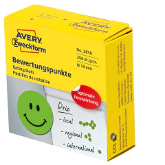 Photo Pastilles adhésives - Motif Visage positif - 19 mm - Vert AVERY