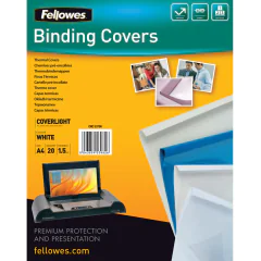 Photo FELLOWES 5379601 Chemise pour thermoreliure A4 - 1-8 feuilles - Blanc