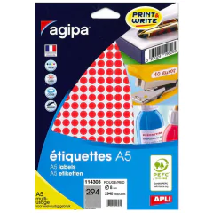 Photo pastilles adhésives 8 mm - Rouge AGIPA