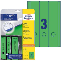Photo Etiquettes Dos de classeur - 61 x 297 mm - Vert AVERY