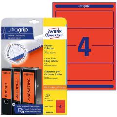Photo Etiquettes Dos de classeur - 61 x 192 mm - Rouge AVERY