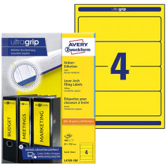 Photo Etiquettes Dos de classeur 61 x 192 mm Jaune AVERY Lot de 400
